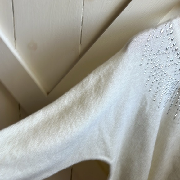 Cream crew neck Pull On Knit Sweater with gems - Picture 5 of 5